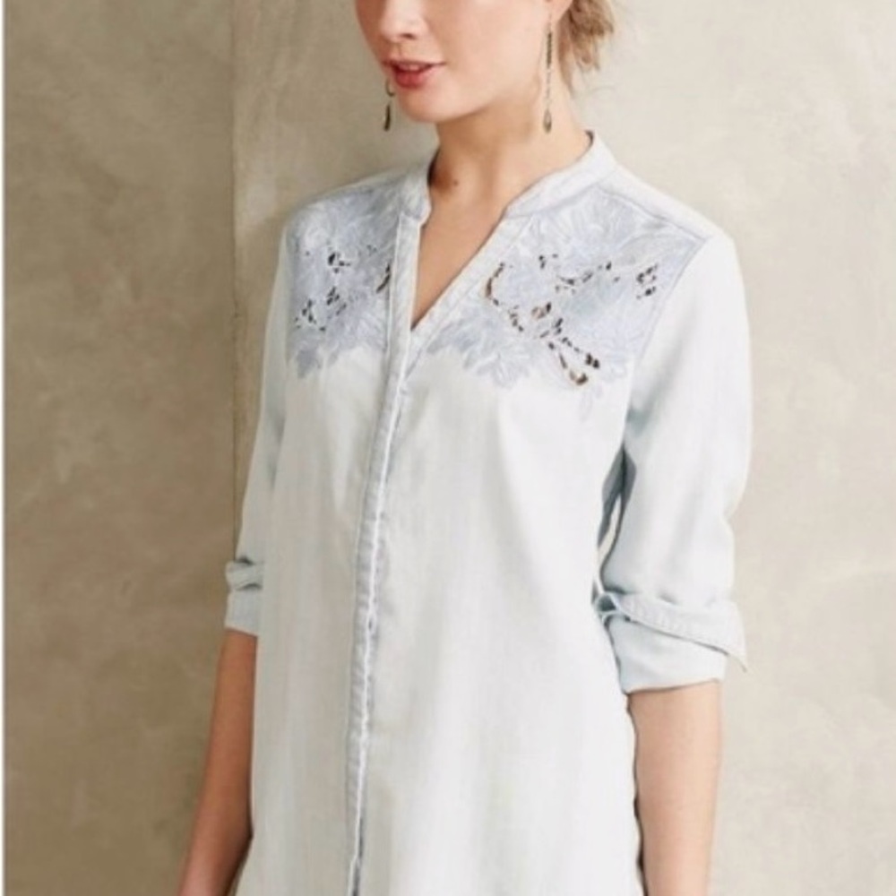 VGUC Anthropologie/Holding Horses Button Down Chambray Shirt - Picture 1 of 5
